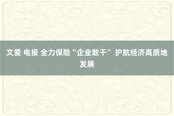 文爱 电报 全力保险“企业敢干” 护航经济高质地发展