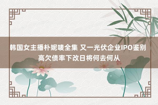 韩国女主播朴妮唛全集 又一光伏企业IPO鉴别 高欠债率下改日将何去何从
