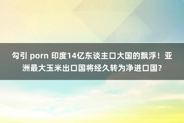 勾引 porn 印度14亿东谈主口大国的飘浮！亚洲最大玉米出口国将经久转为净进口国？