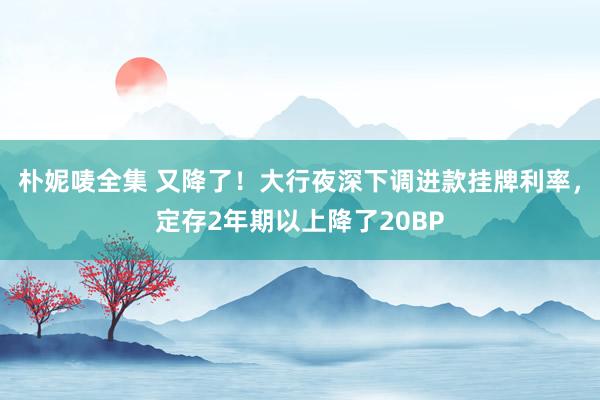 朴妮唛全集 又降了！大行夜深下调进款挂牌利率，定存2年期以上降了20BP